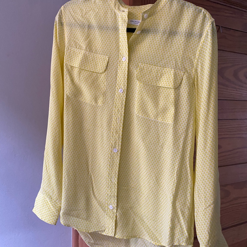 Equipment Yellow Long Sleeve Button Down Blouse